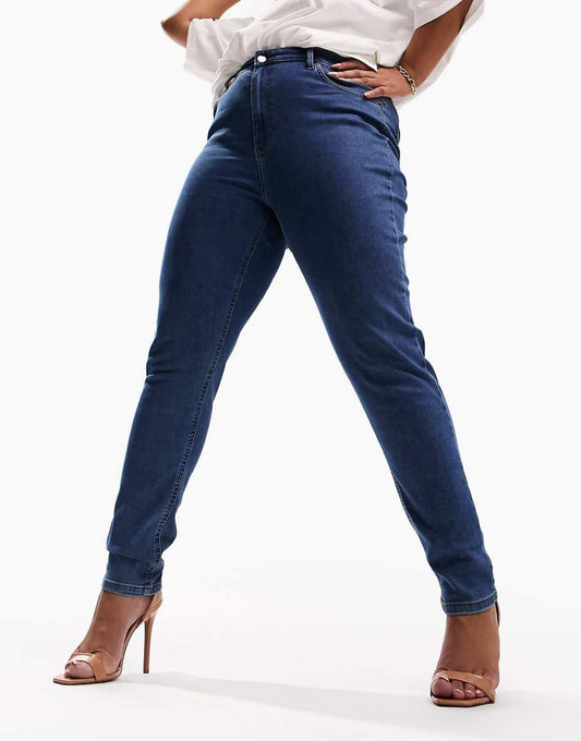 ASOS DESIGN Curve skinny jeans in mid blue