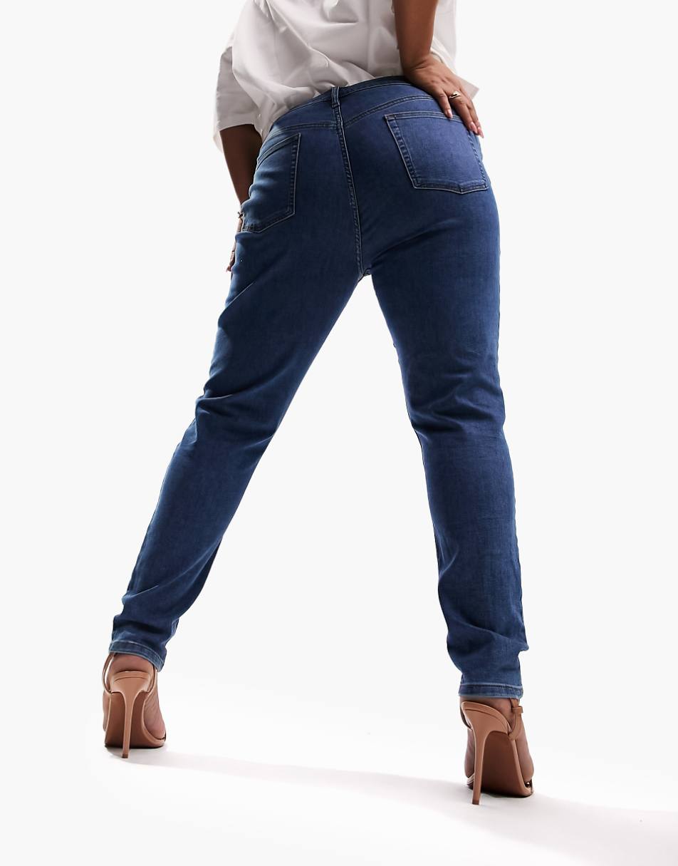 ASOS DESIGN Curve skinny jeans in mid blue