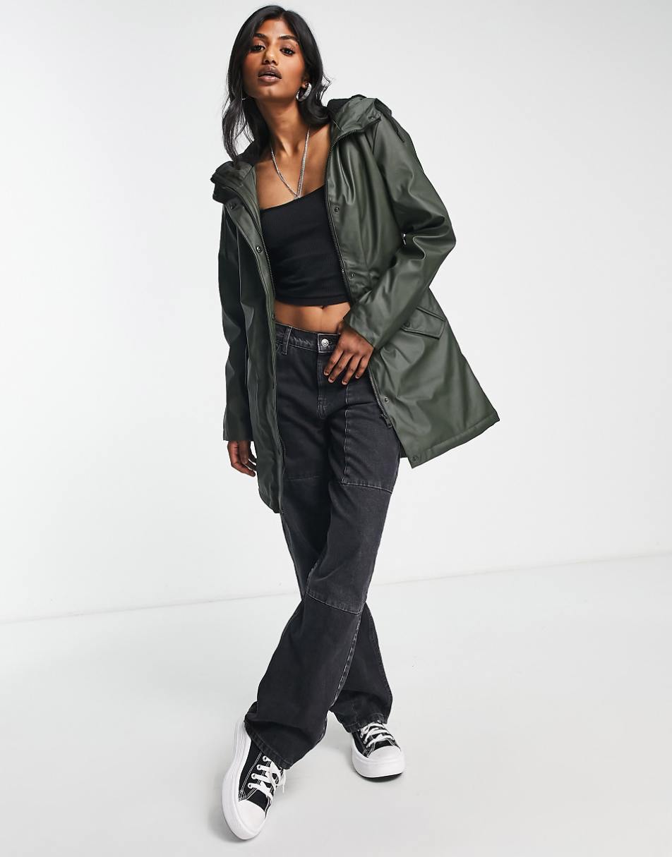 Only raincoat with hood in khaki green