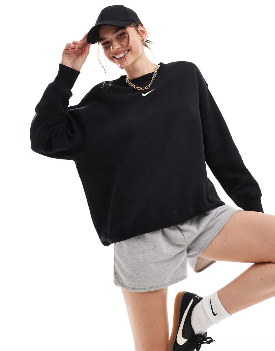 Nike Phoenix Fleece oversized sweatshirt in black