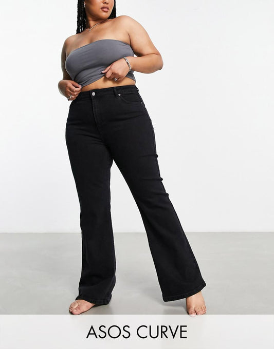 ASOS DESIGN Curve flared jeans in washed black