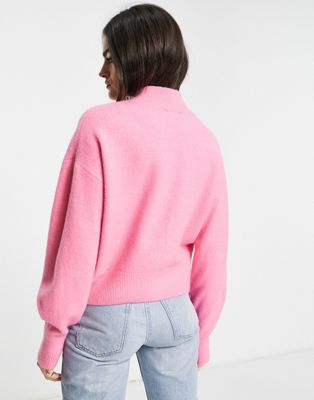 & Other Stories mock neck sweater in pink