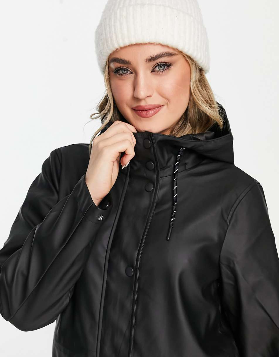 Vero Moda hooded rain jacket in black