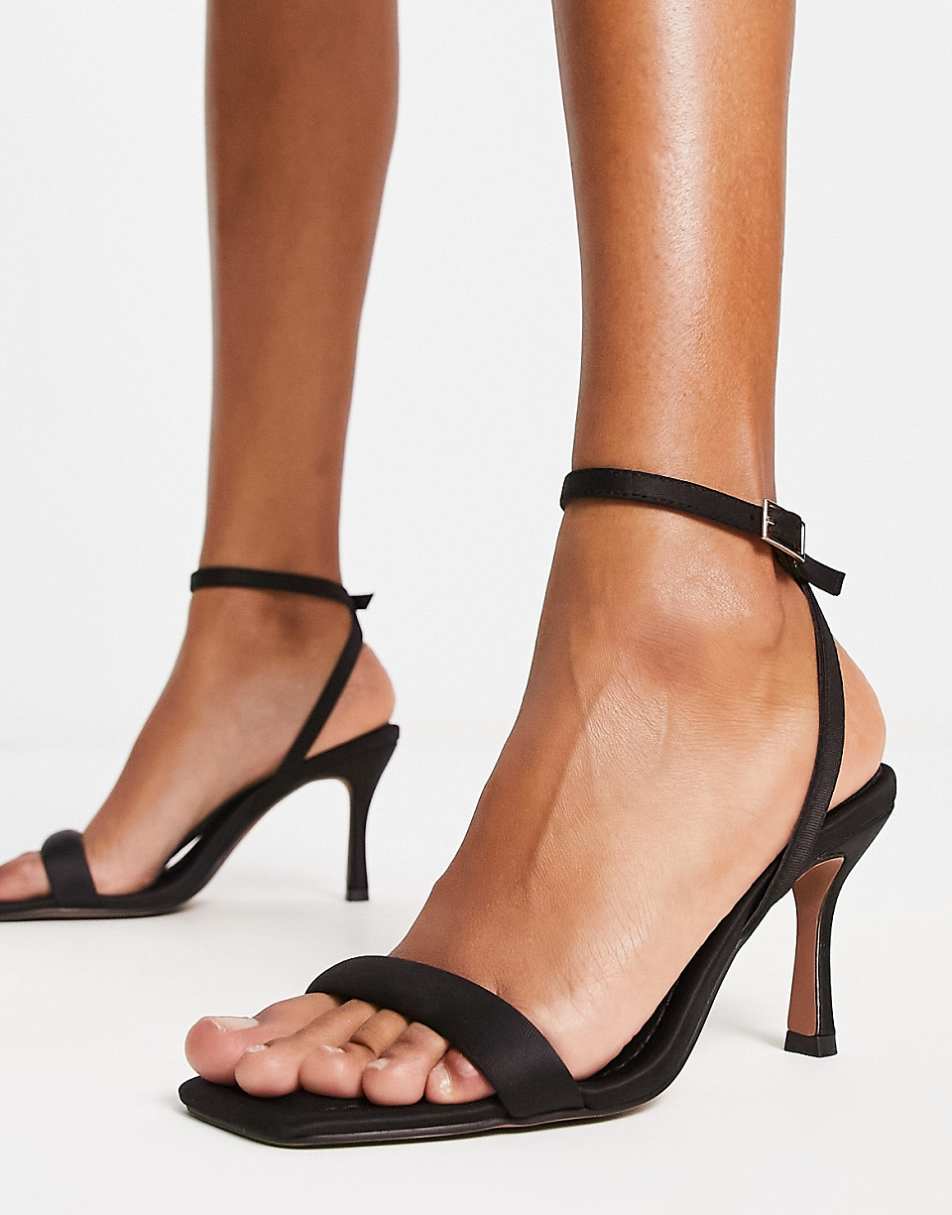 ASOS DESIGN Halsey barely there heeled sandals in black