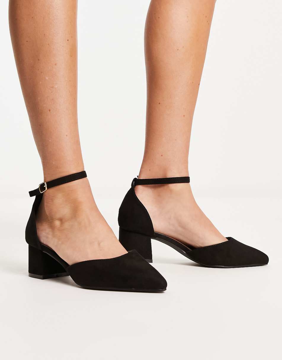 Truffle Collection mid block heel shoes in black