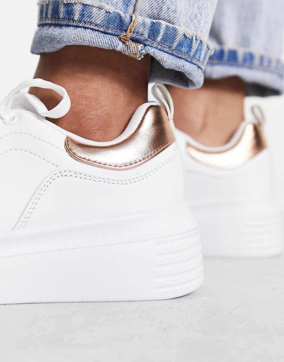 Truffle Collection sneakers in white with rose gold tab