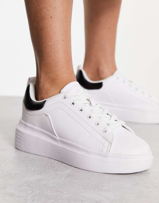 Truffle Collection chunky sneakers in white with black back tab