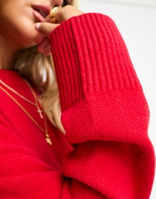 & Other Stories crew neck sweater in red