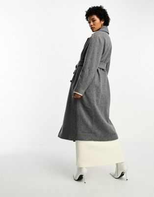 & Other Stories belted wool coat in gray melange
