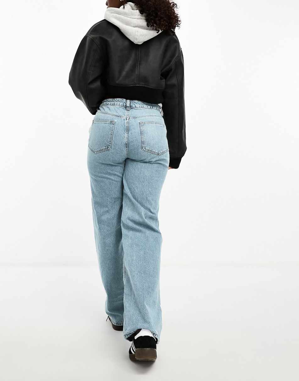 ASOS DESIGN Hourglass wide leg dad jeans in mid blue