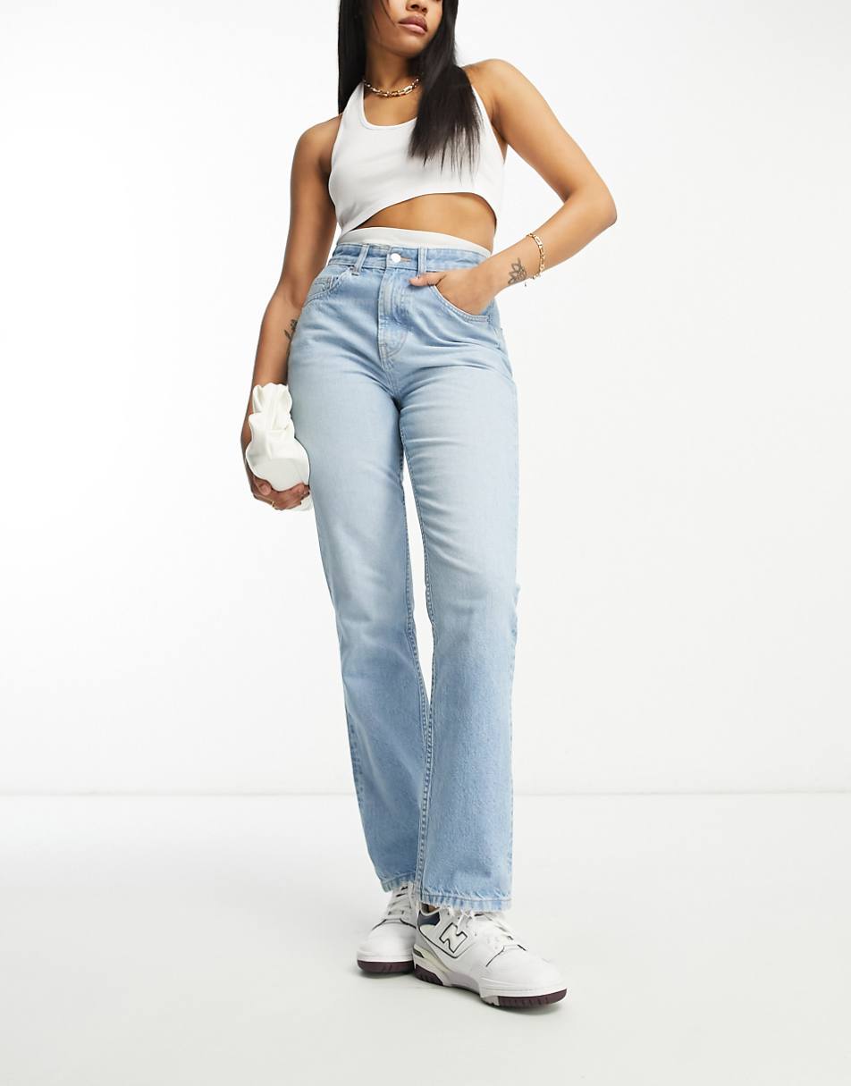 ASOS DESIGN Hourglass mid rise straight jeans in blue