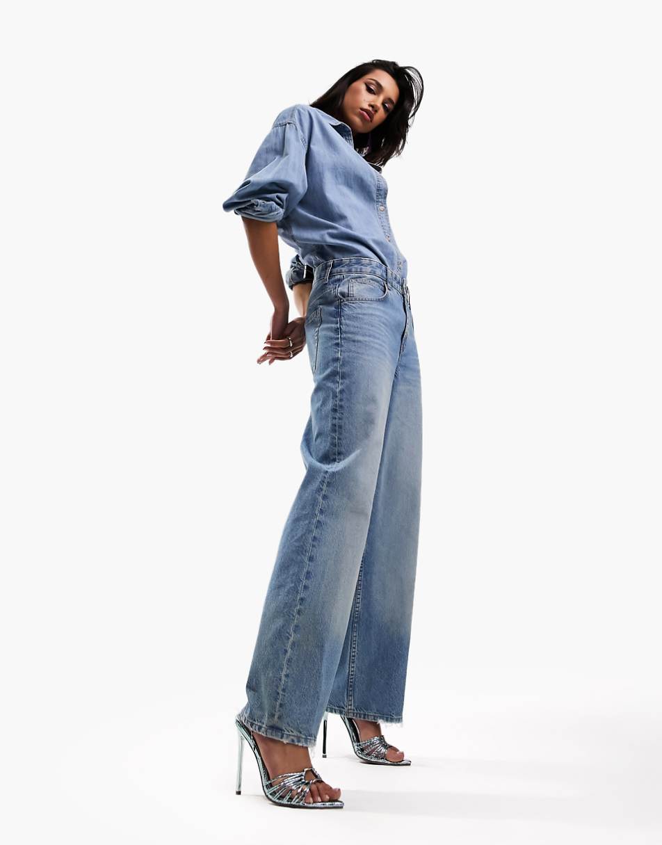 ASOS DESIGN minimal denim shirt in lightwash