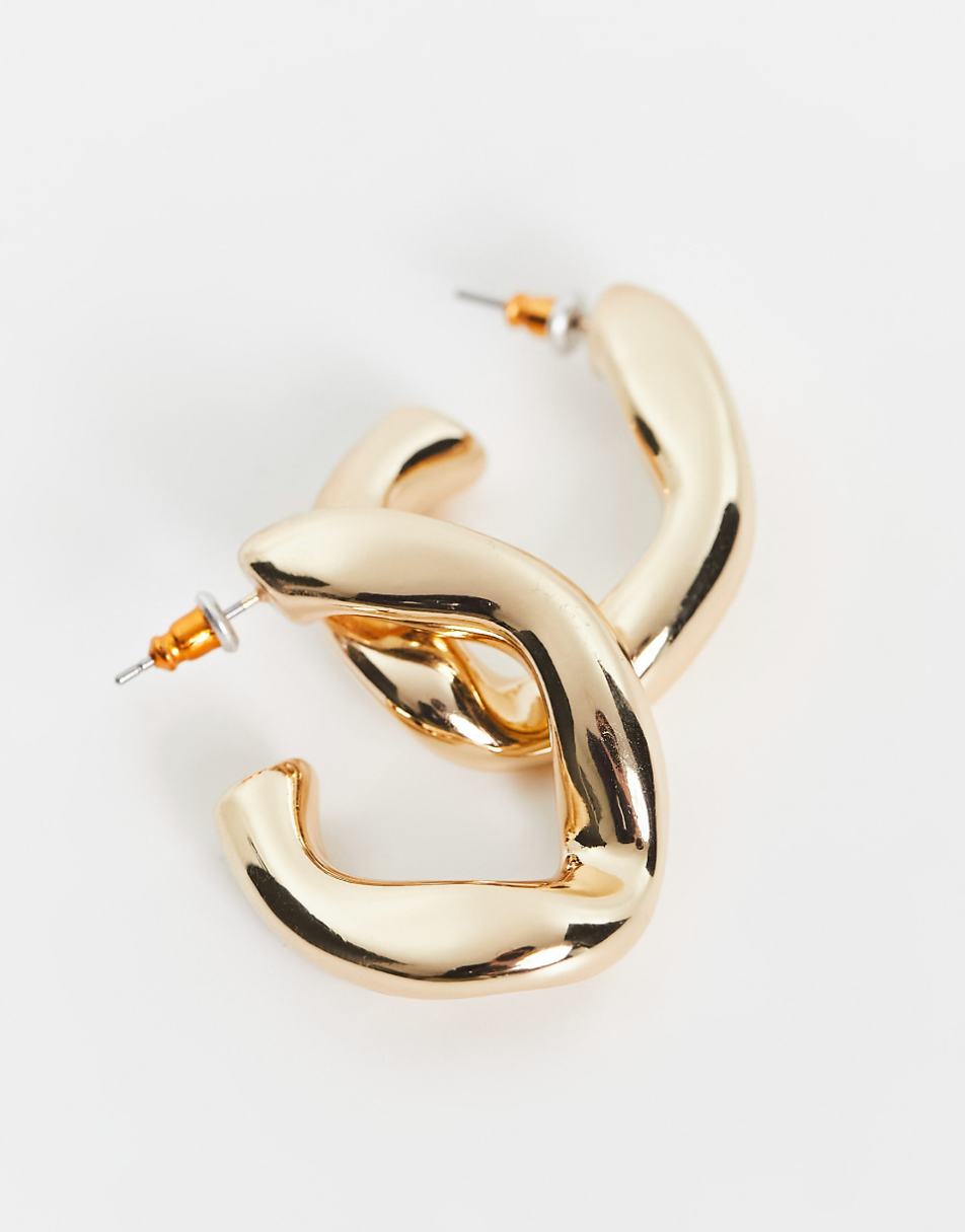 ASOS DESIGN hoop earring with twist link design in gold tone