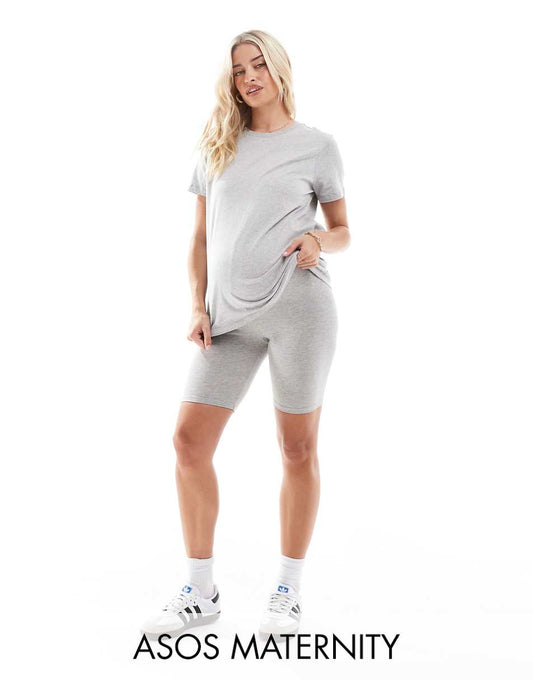 ASOS DESIGN Maternity over the bump basic legging short in heather gray