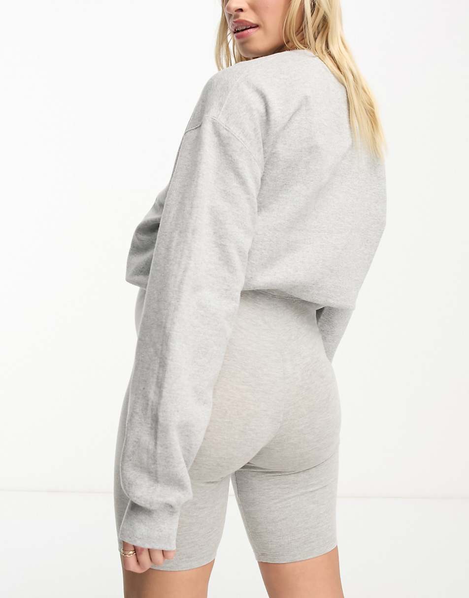 ASOS DESIGN Maternity over the bump basic legging short in heather gray