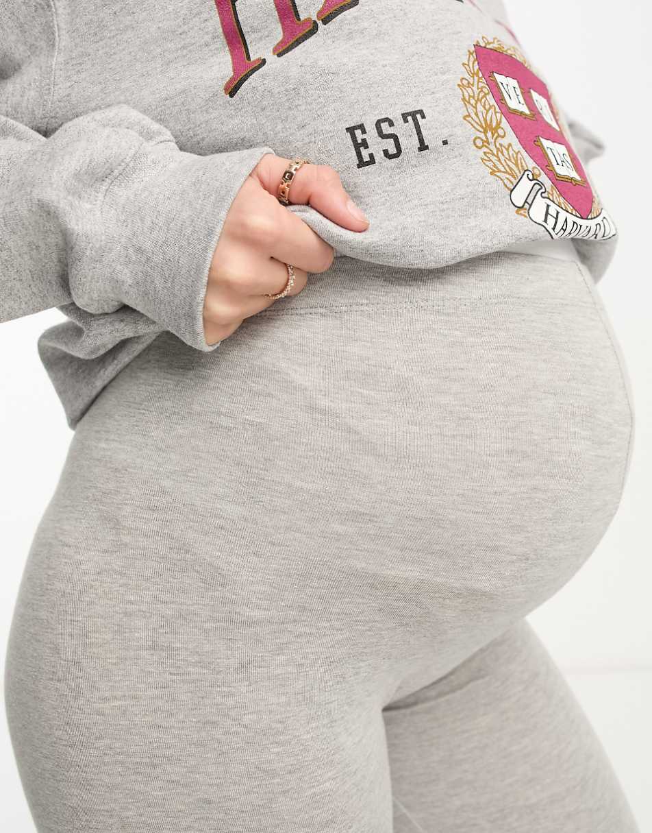 ASOS DESIGN Maternity over the bump basic legging short in heather gray