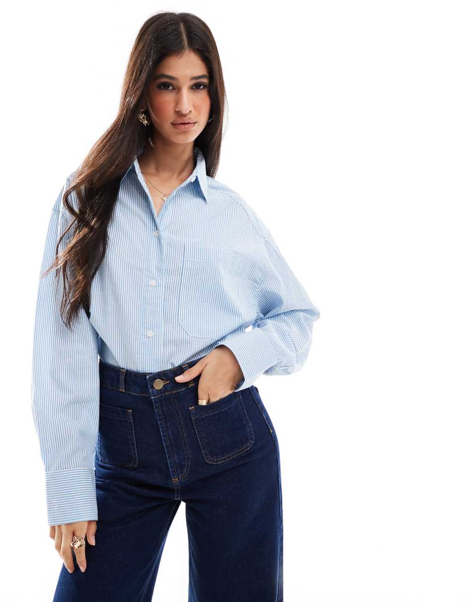ASOS DESIGN oversized shirt in blue and white stripe