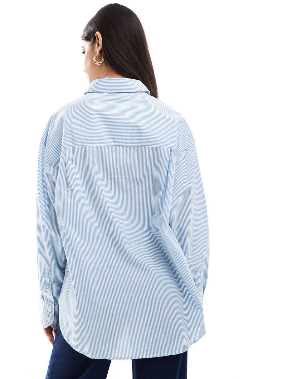 ASOS DESIGN oversized shirt in blue and white stripe