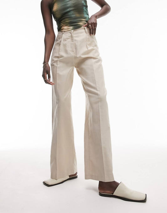 Topshop Tall linen-blend wide leg pants in natural - part of a set