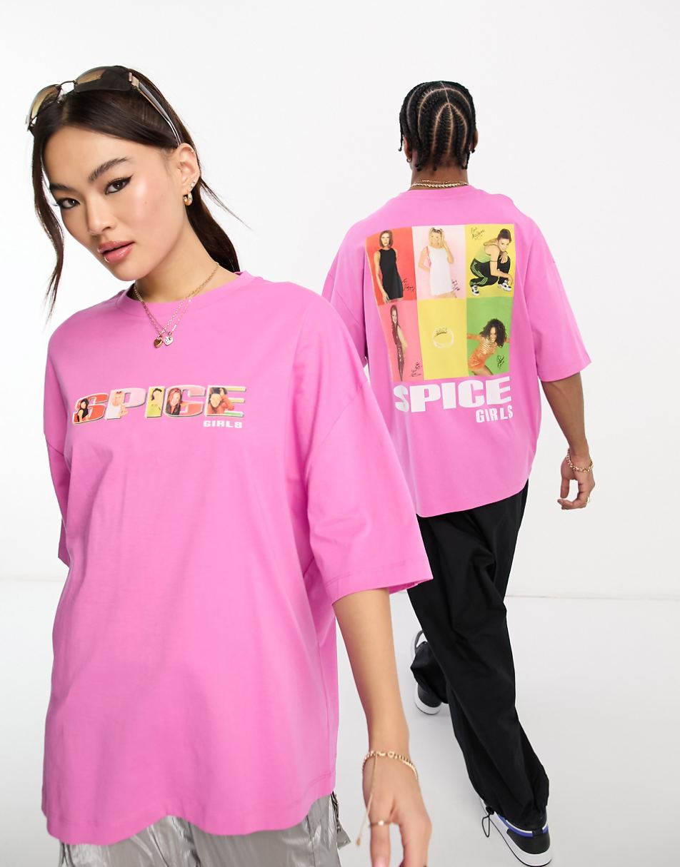 ASOS DESIGN unisex oversized T-shirt with Spice Girls print in pink