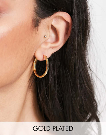 ASOS DESIGN 14k gold plated 25mm hinge hoop earring