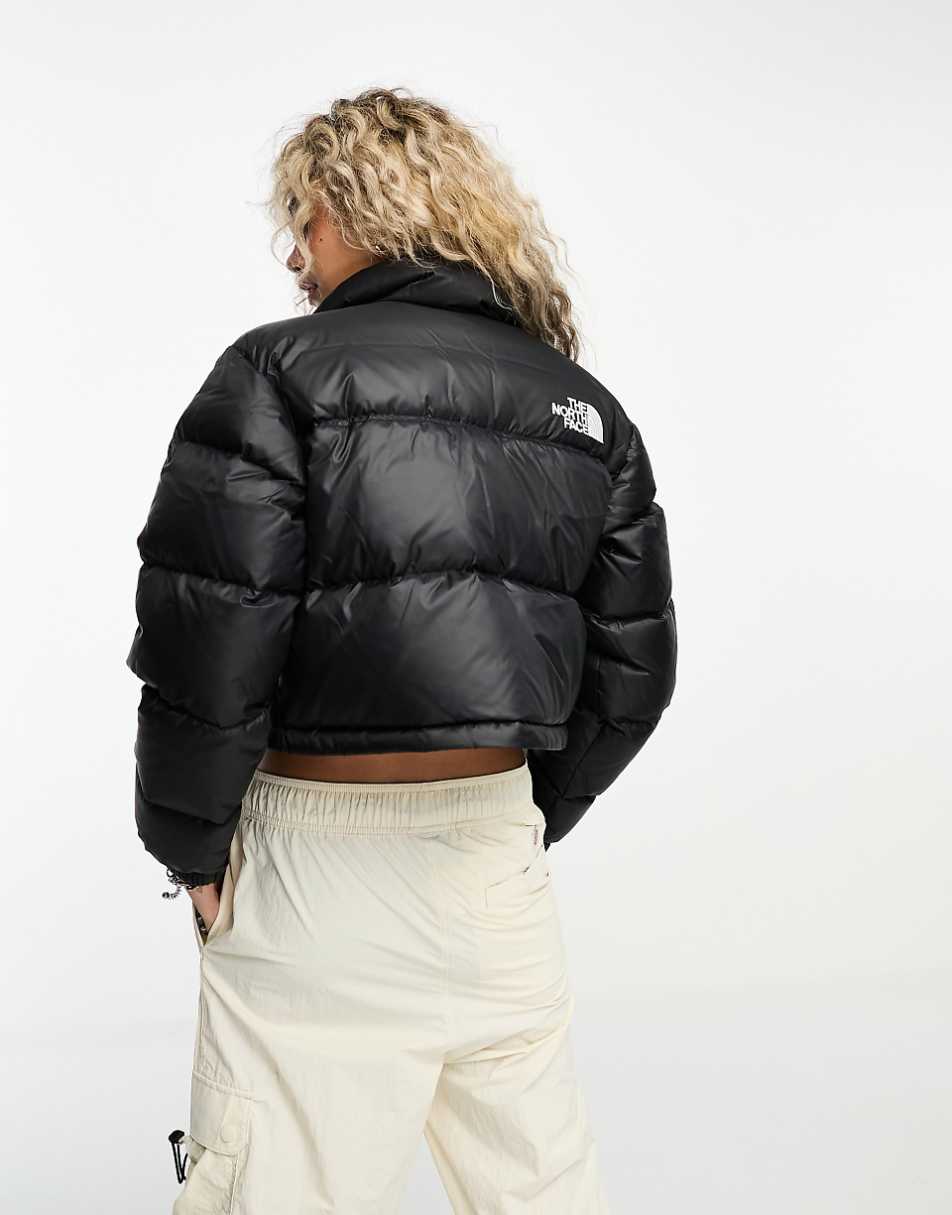 The North Face Nuptse cropped down puffer jacket in black