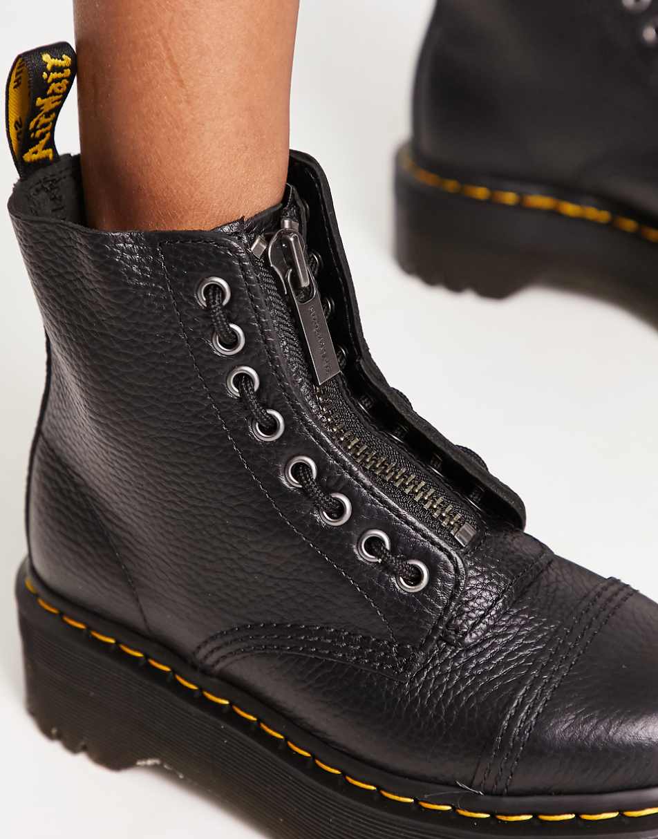 Dr Martens Sinclair flatform zip tumbled leather boots in black