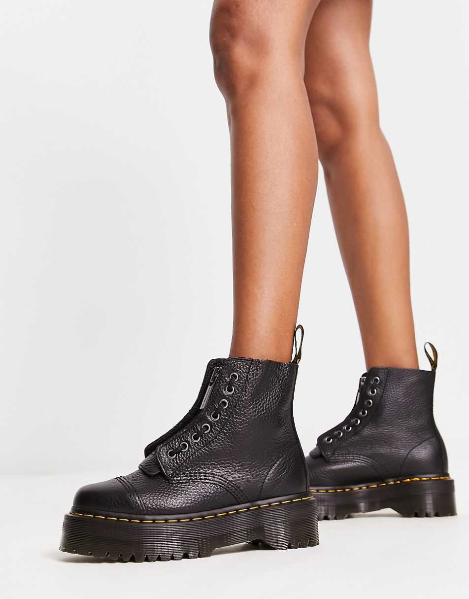 Dr Martens Sinclair flatform zip tumbled leather boots in black