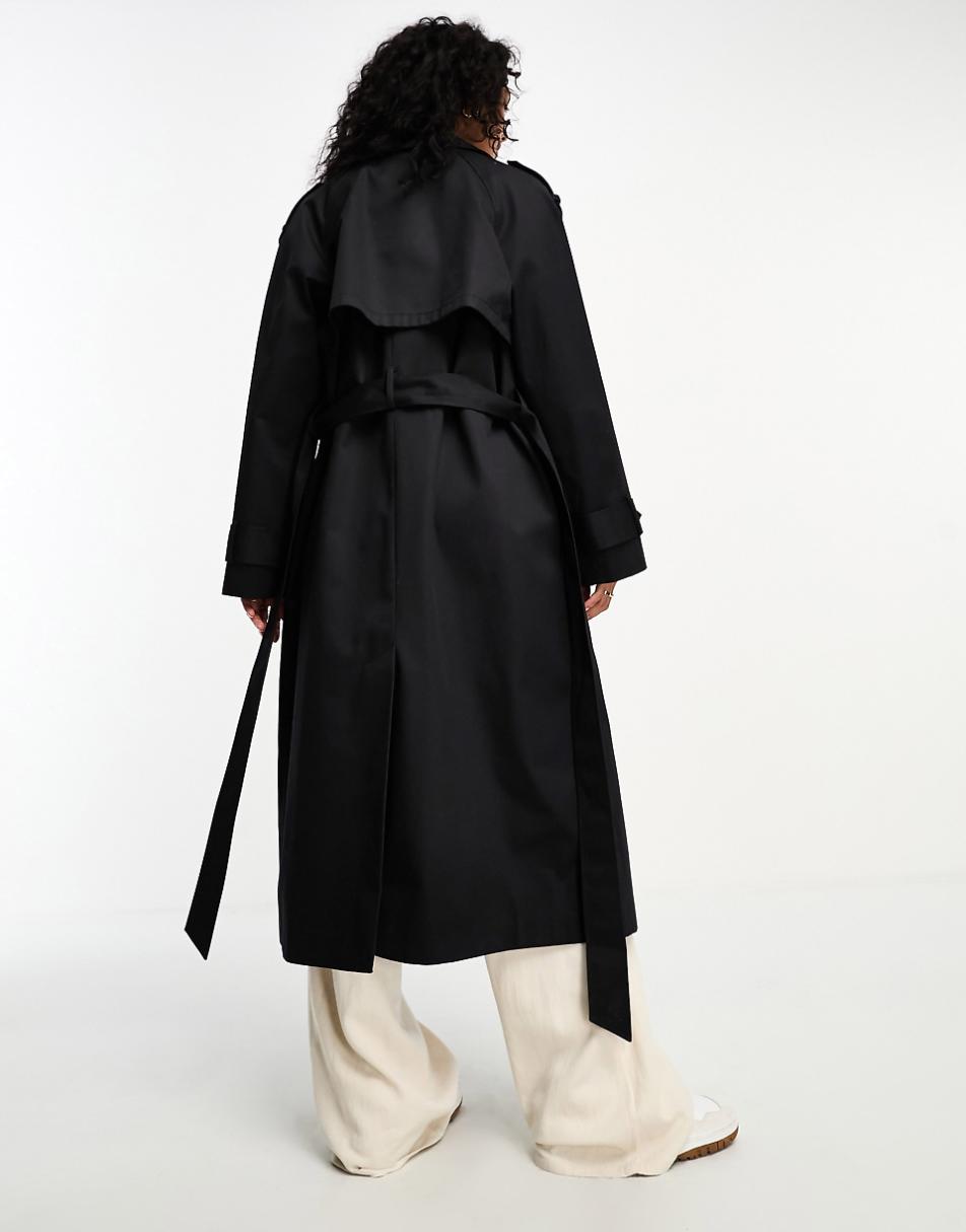 ASOS DESIGN longline trench coat in black