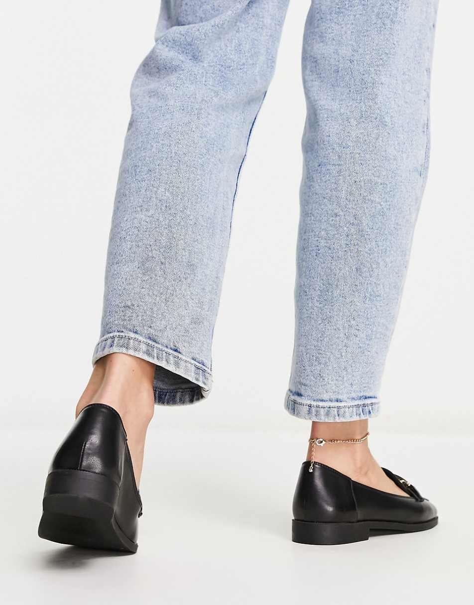 ASOS DESIGN Verity loafer flat shoes with trim in black