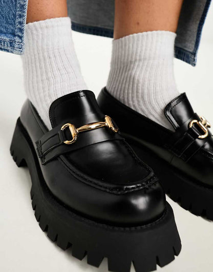 ASOS DESIGN Wide Fit Masterpiece chunky loafers in black