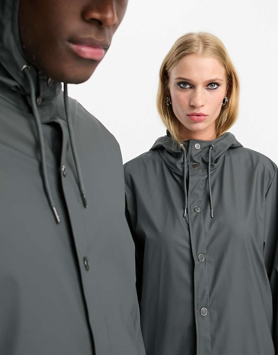 Rains 12020 unisex waterproof long jacket in slate