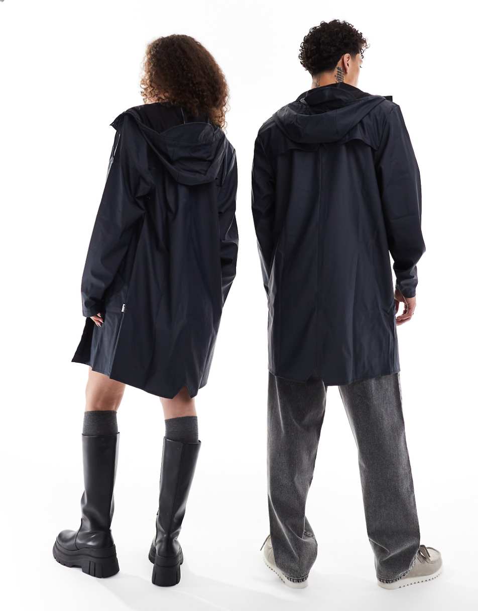 Rains 12020 unisex waterproof long jacket in navy