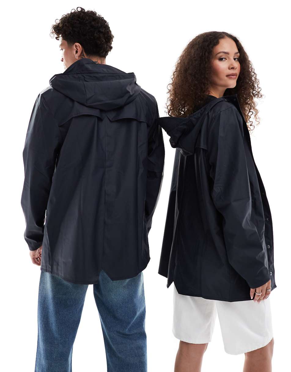 Rains 12010 unisex waterproof short jacket in navy