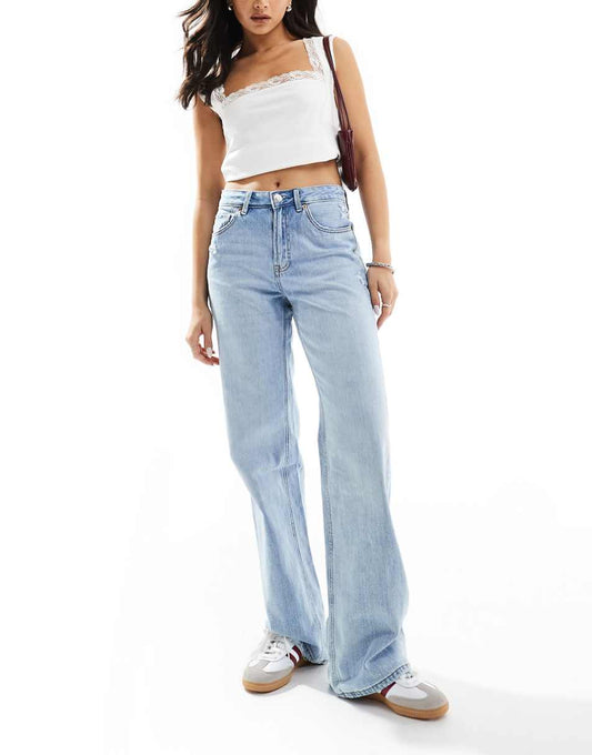 Stradivarius 90s baggy dad jeans in light blue