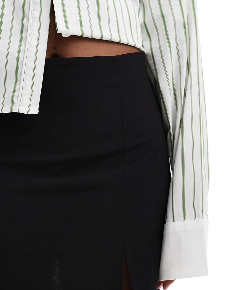 ASOS DESIGN bengaline mini skirt with split detail in black