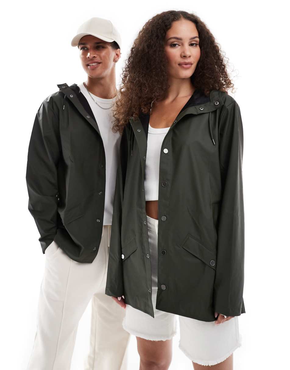 Rains 12010 unisex waterproof short jacket in green