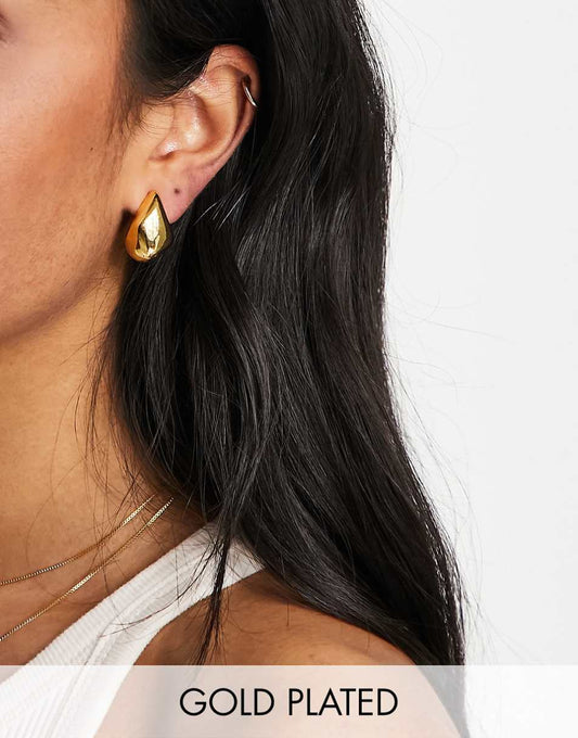 ASOS DESIGN 14k gold plated earrings with molten stud design