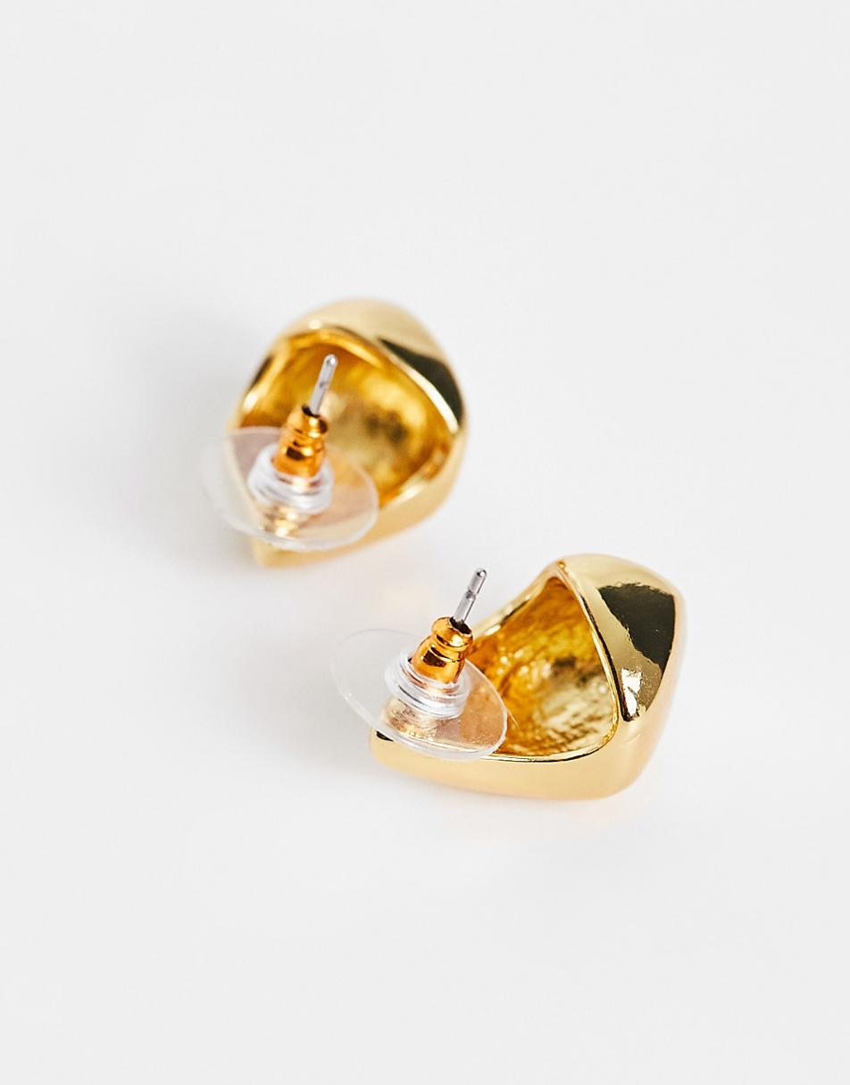 ASOS DESIGN 14k gold plated earrings with molten stud design