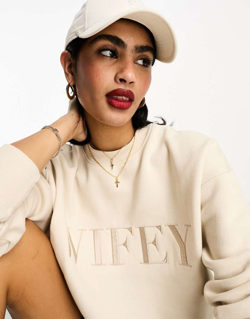 Six Stories Wifey statement sweater in champagne