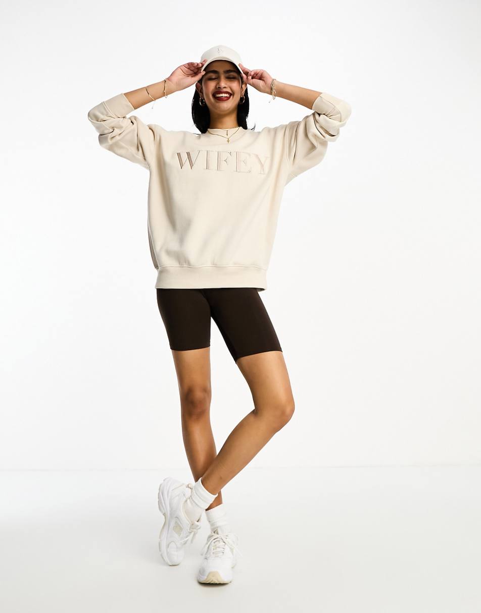 Six Stories Wifey statement sweater in champagne