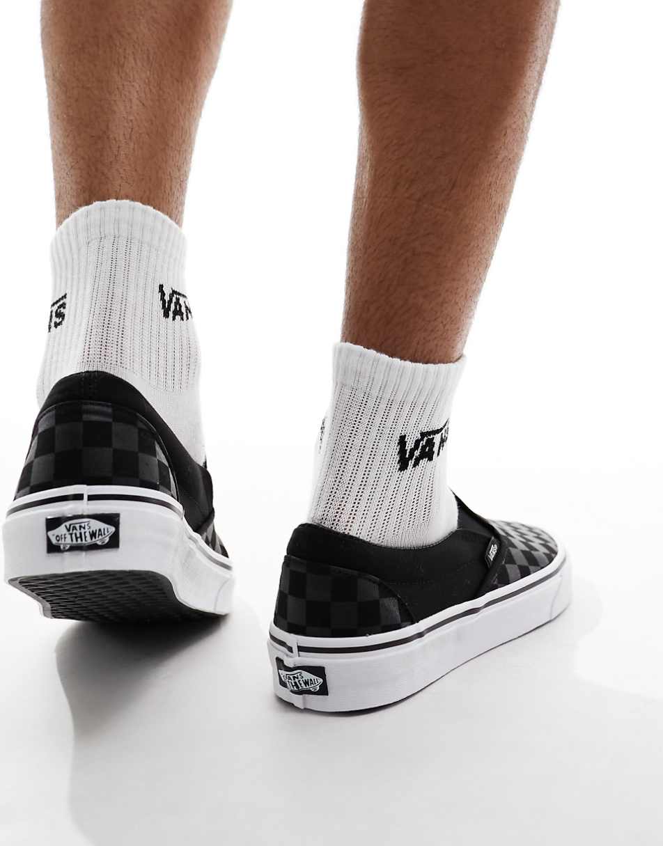 Vans Classic slip-on sneakers with checkerboard print in gray and black