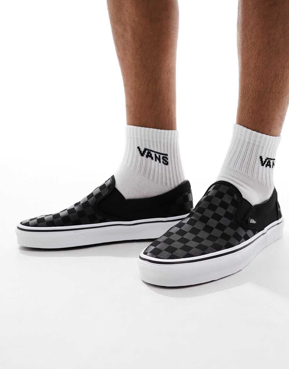 Vans Classic slip-on sneakers with checkerboard print in gray and black