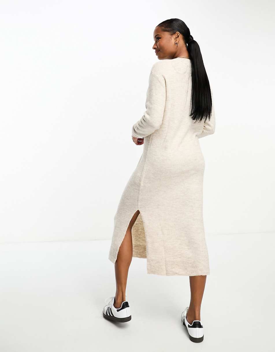 Vero Moda Petite knitted sweater midi dress in cream