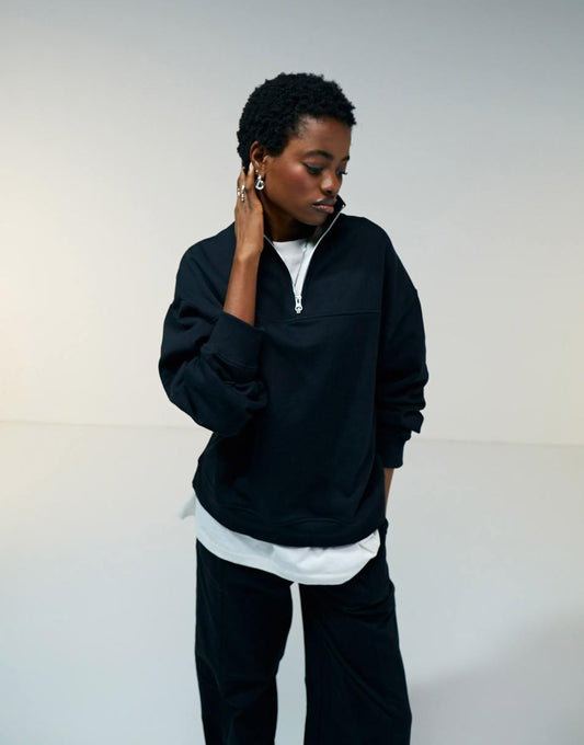 ASOS DESIGN half zip sweatshirt in black - part of a set