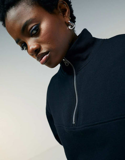 ASOS DESIGN half zip sweatshirt in black - part of a set