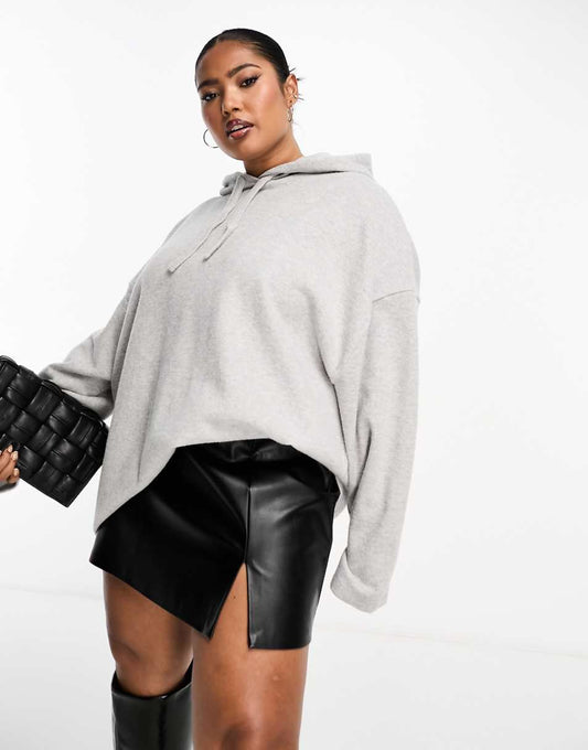 ASOS DESIGN Curve super soft oversize hoodie in heather gray