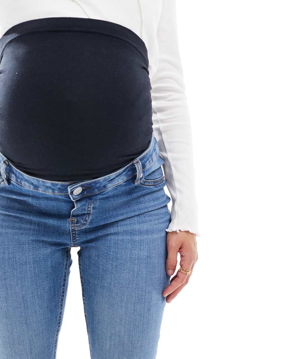 ASOS DESIGN Maternity ultimate skinny jeans with over bump in blue