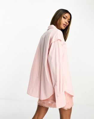 4th & Reckless button detail wide cuff shirt in pink