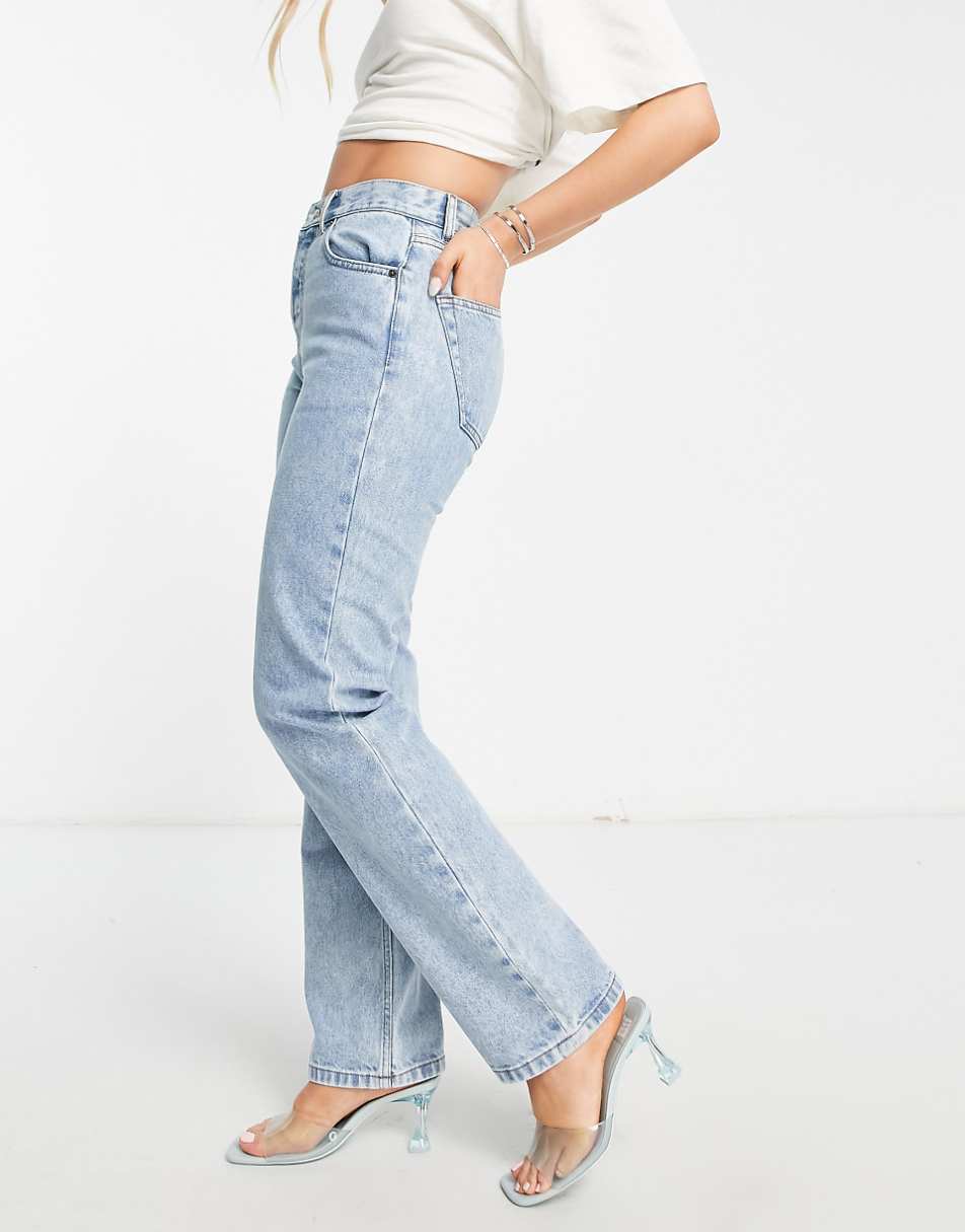 ASOS DESIGN mid rise straight jeans in light blue